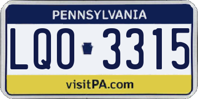 PA license plate LQO3315
