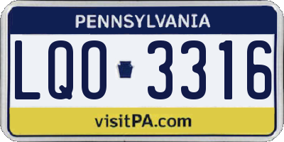 PA license plate LQO3316