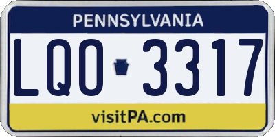 PA license plate LQO3317