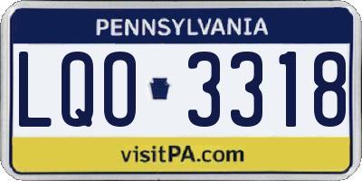 PA license plate LQO3318