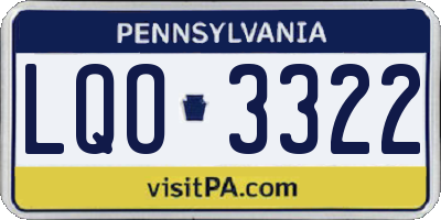 PA license plate LQO3322