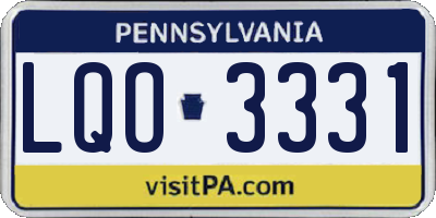 PA license plate LQO3331