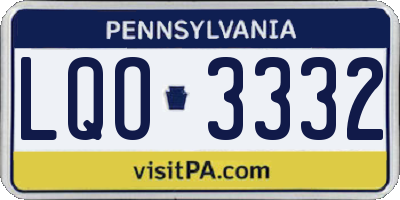 PA license plate LQO3332