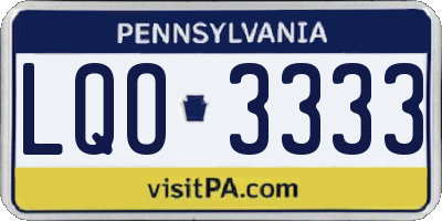 PA license plate LQO3333