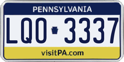 PA license plate LQO3337