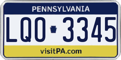 PA license plate LQO3345
