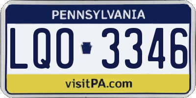 PA license plate LQO3346