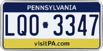PA license plate LQO3347