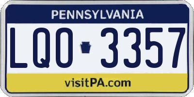 PA license plate LQO3357