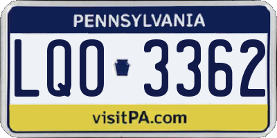PA license plate LQO3362