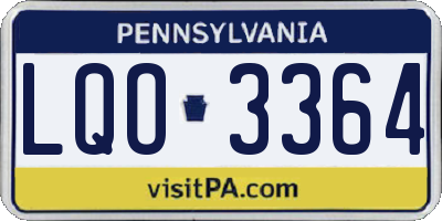 PA license plate LQO3364