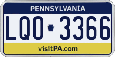 PA license plate LQO3366