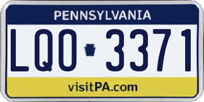 PA license plate LQO3371