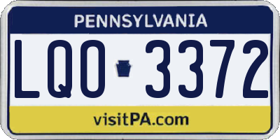 PA license plate LQO3372