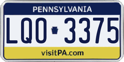 PA license plate LQO3375