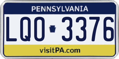 PA license plate LQO3376