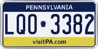 PA license plate LQO3382