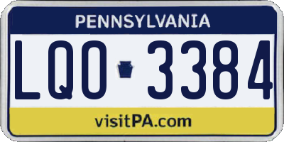 PA license plate LQO3384