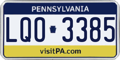 PA license plate LQO3385