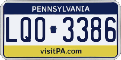 PA license plate LQO3386