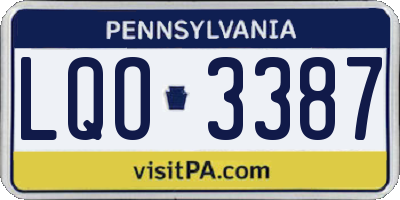 PA license plate LQO3387