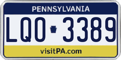 PA license plate LQO3389