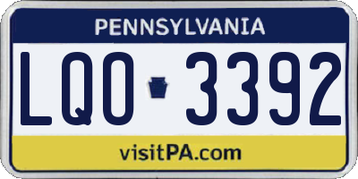 PA license plate LQO3392