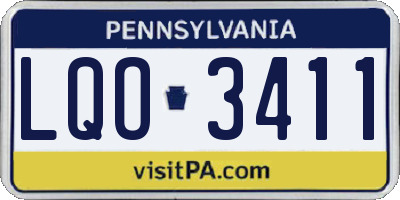 PA license plate LQO3411