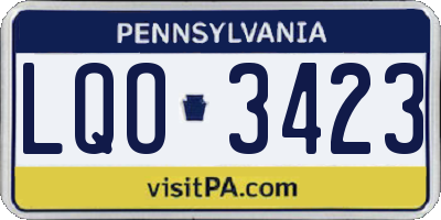 PA license plate LQO3423