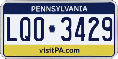 PA license plate LQO3429