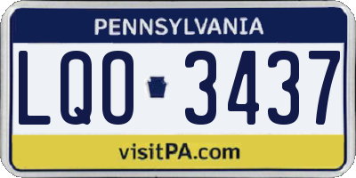 PA license plate LQO3437