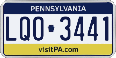 PA license plate LQO3441