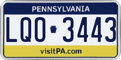 PA license plate LQO3443