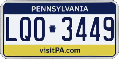 PA license plate LQO3449