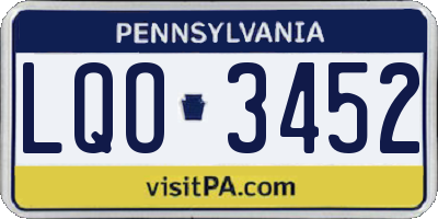 PA license plate LQO3452