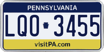 PA license plate LQO3455