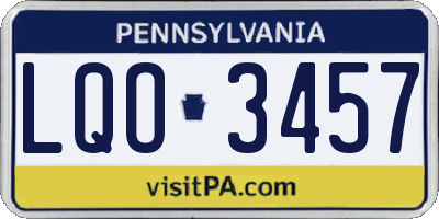 PA license plate LQO3457