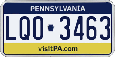 PA license plate LQO3463