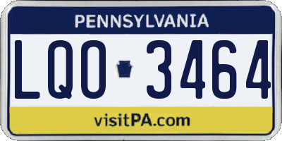 PA license plate LQO3464