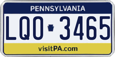 PA license plate LQO3465