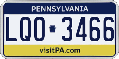 PA license plate LQO3466