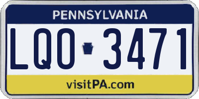 PA license plate LQO3471