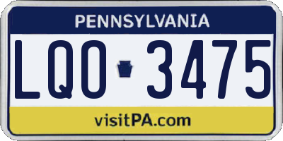 PA license plate LQO3475