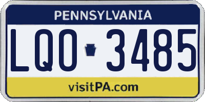PA license plate LQO3485