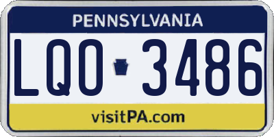 PA license plate LQO3486
