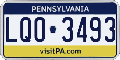 PA license plate LQO3493