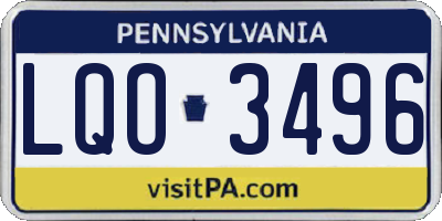 PA license plate LQO3496