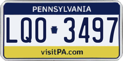 PA license plate LQO3497