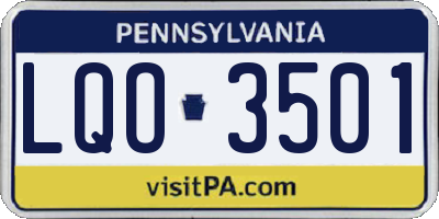 PA license plate LQO3501