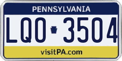 PA license plate LQO3504